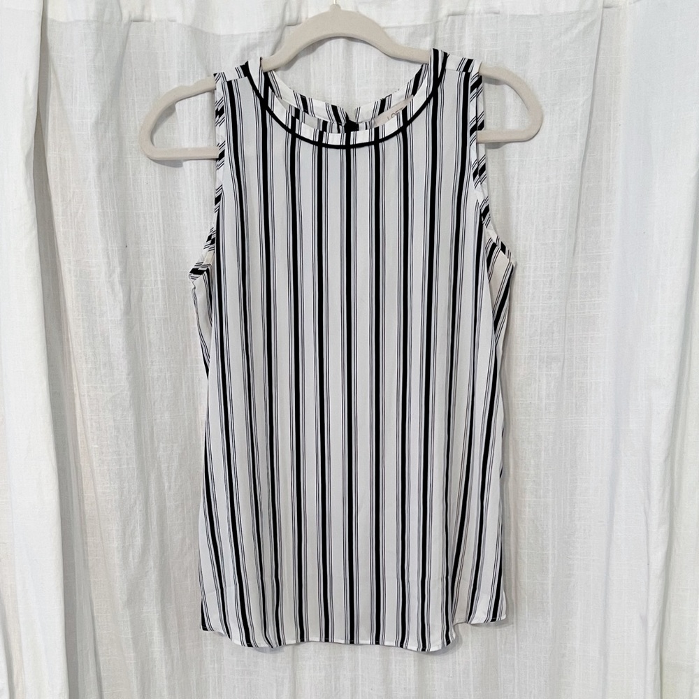 Ann Taylor LOFT Outlet Womens Size SMALL Sleeveless White & Black Striped Tank
